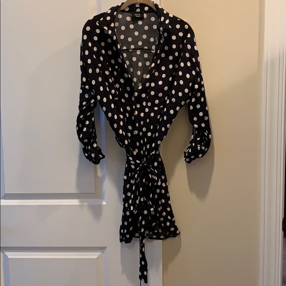 Vici Coco Polka Dot Shirt Dress. Ties at waist. - Picture 2 of 3